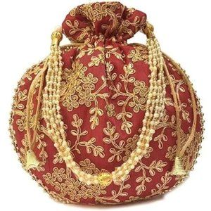 Indian Ethnic Women Potli Bags Maroon